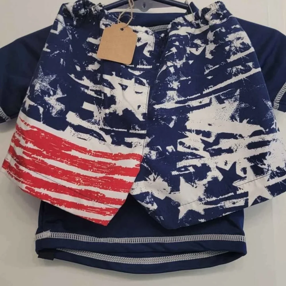 Charlie Rocket Swim Trunks & Rash Guard Set - Picture 2 of 4